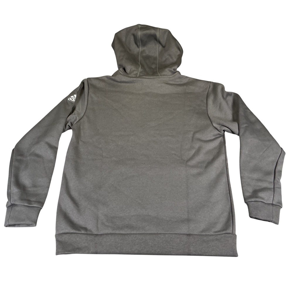 Adidas Fleece Hoodie Womens Small Gray Pullover Pocket Logo Athletic Casual - Picture 2 of 9